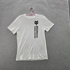 Fox Racing Men Shirt S White Graphic Logo Short Sleeve